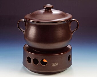 Vintage Ragouttopf with warmer, Höganäs ceramics, lead free, Sweden