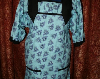 Blue Flower Kappogi, a Japanese Apron (M-L)