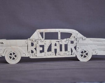 Vintage Chevy Bel Air Car Toy Wooden Hand Cut Puzzle