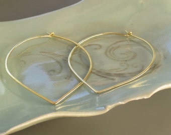14k gold forged hoop earrings