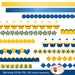 Digital Borders Scalloped Blue yellow Fun Clipart Embellishments Scrapbooking Elements party images Personal & Commercial Use pf00064-1ib