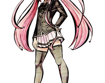 Pink Haired Tsundere School Girl