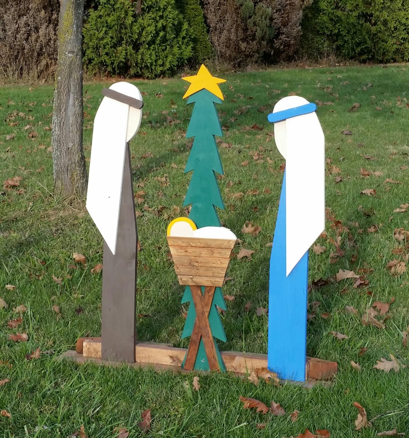 Outdoor Christmas Decorations Nativity Handcrafted Wooden
