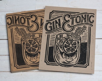 Gin & Tonic - Block Print