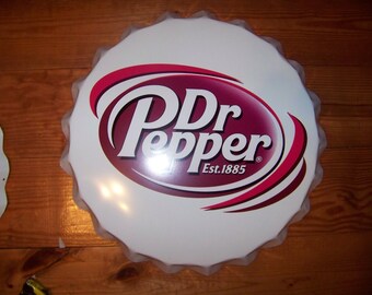 Dr Pepper Soda Bottle Cap Sign 22" Across from 60's Mold