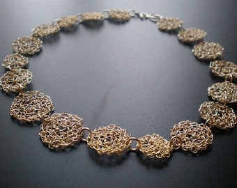 14k gold filled crochet choker, statement crochet gold filled wire