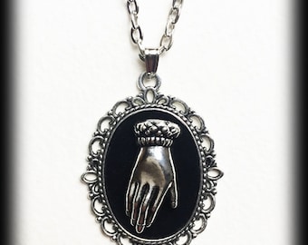 Victorian Necklace, Silver Hand, Vintage Style Victorian Jewelry, Antique Silver, Unique Gift, Handmade Jewelry, Alternative Jewelry