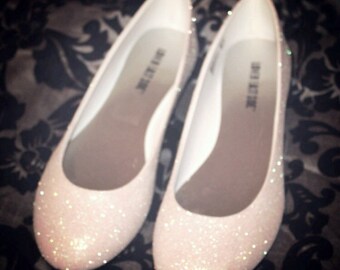 Ivory Glitter Bridal Shoes - Wedding Flats