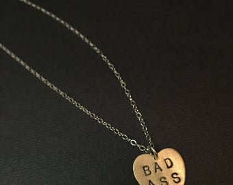 BAD ASS Heart Necklace - Metal Pendant, Small Heart Necklace, Bad Girl, Fab, Metalwork, Metal Taboo