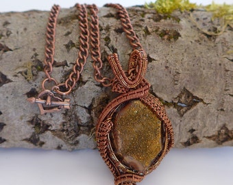 Gold necklace, druzy pendant, gold pendant, sparkly pendant