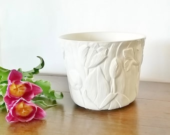White Ceramic Planter Pot, Succulent Planter, Succulent Pot, Ceramic Planter Medium, Vintage Plant Pot, Vintage Planter, Ceramic Plant Pot