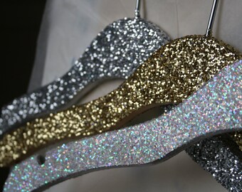 Sparkle Glitter Hanger Gold Silver Iridescent Glamorous Fashion Hanger Wedding Non Personalized