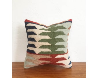 Vintage Kilim Square Pillow / 16x16