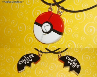 Pokemon - Pokeball Friendship Necklace - I Choose You Engraving