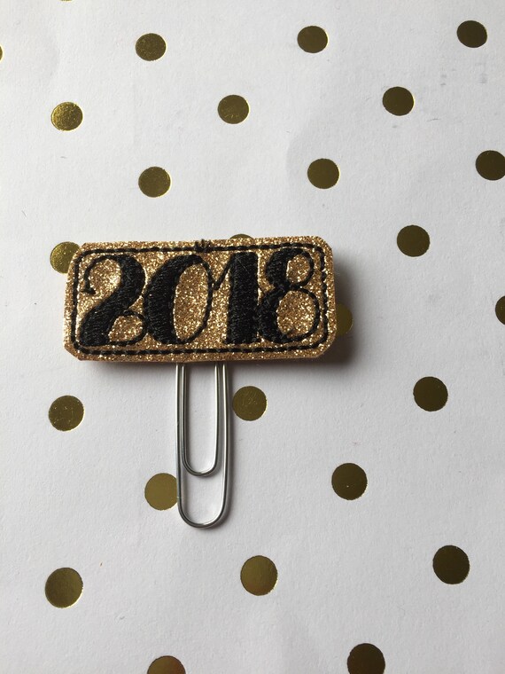 New Year 2018 planner Clip/Planner Clip/Bookmark. 2018 Planner Clip. Glitter Planner Clip. Holiday Planner Clip