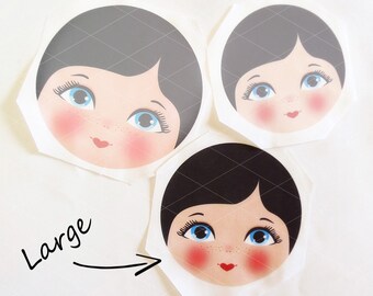 Babushka Matryoshka Cloth Face, Fabric Face, Doll making supplies, Large