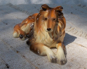Vintage Collie Dog Figurine Made in Korea