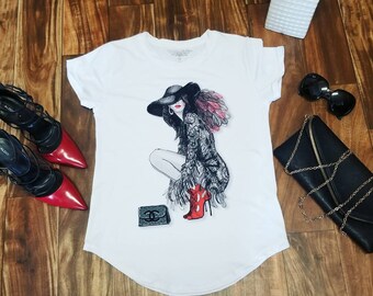 Chanel tshirt graphiestshirts/ gucci t-shirt/frida t-shirt / viva la vida/ Chanel Woman's t-shirt/Tee/Graphic Tee/ Statement T Shirt