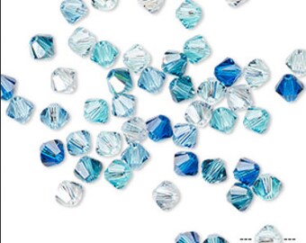 144 pcs Swarovski 4mm bicone beads, Frost, Pacifica, Ireland ,Emerald AB 2X,Fuchsia AB 2X,Paradise shine 2X