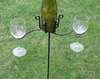 wrougth iron wine holder for outdoors