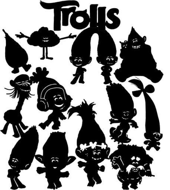 Trolls Die Cut Out Silhouette 12 cuts. Great for fairy jar