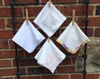 Vintage Hankie Lot, Vintage Handkerchief Lot, Bridal Handkerchief, Embroidered Hankies, Bouquet Hankies