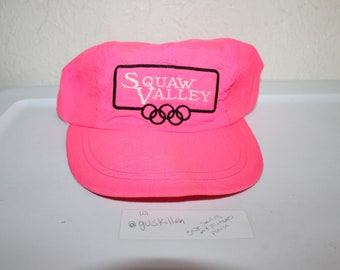Vintage 90's Squaw Valley Ski Resort Pink Neon Zipper Hat by Yupoong