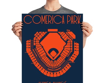 Detroit Tigers Comerica Park Stadium Poster Print