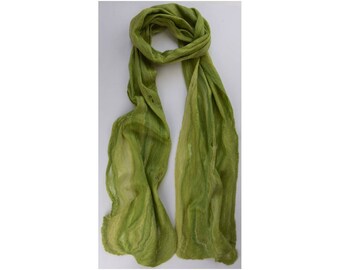 Merino / Silk Cobweb Felted Scarf - Lime
