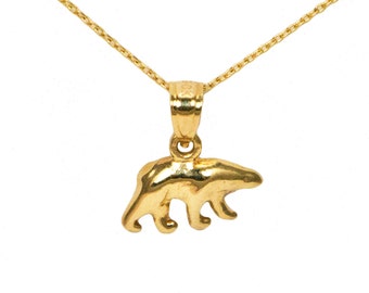14k Yellow Gold Bear Necklace