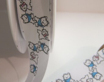 Dog fabric blue / white folded 27 mm 13.5 mm