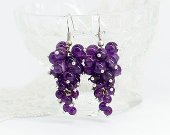 Amethyst earrings Statement earrings Chandelier earrings Birthday gift for mom gift for sister gift for grandma gift for wife gift for her