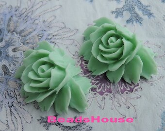 34-00-CA 2pcs Beautiful Cabbage Rose - Ice Mint