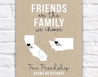 Friends of the Family, Close Friends Gifts, Christmas Gift for Friends, Living Far Away, Moving, Long Distance Friendship, Burlap | WF44