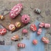 Pink Colored Clay Beads Exotic Ceramic Beads Ethnic Boho Carved Beads White Etched Guru Bead Pendants Exotic Unique Colorful Tribal Beads