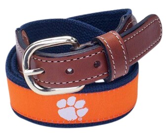 Clemson Tigers Web/ Leather Belt