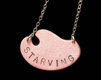 Gifts for Artists, Starving Artist, Artist Palette, Painter Palette, Copper Necklace, Stamped Necklace, Metalwork,Musician, Dancer, Writer