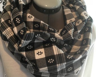 Black Plaid Infinity Scarf
