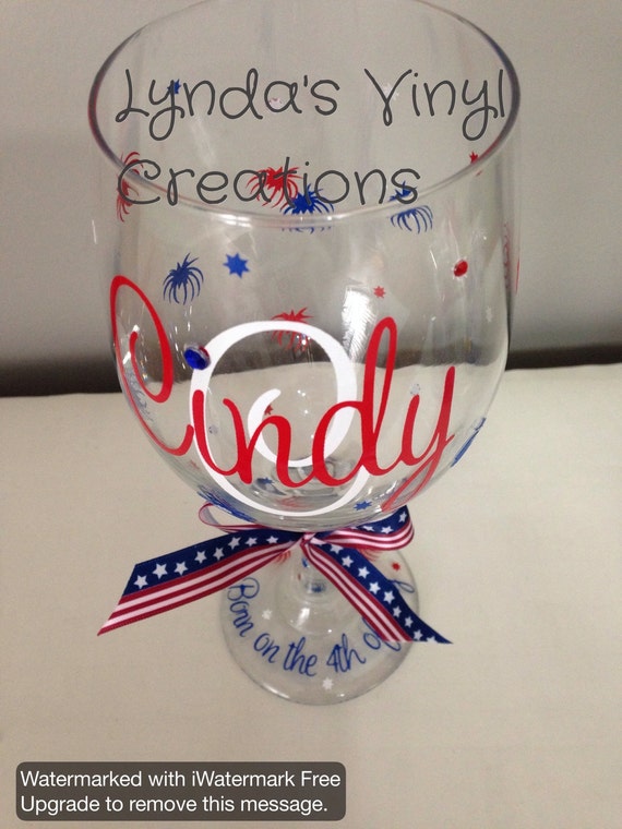 Personalized 4th of July Wine Glass
