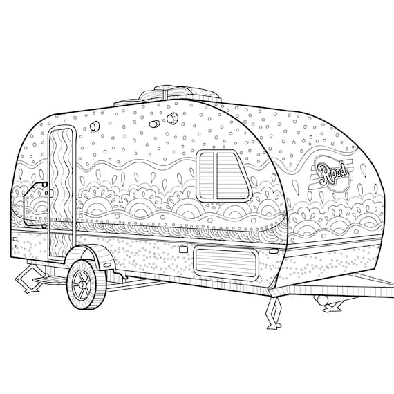 Printable Coloring Page Zentangle Camping Coloring Book