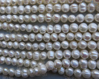 White 6mm Potato Pearls, 14 Inch Strand - Item 3300