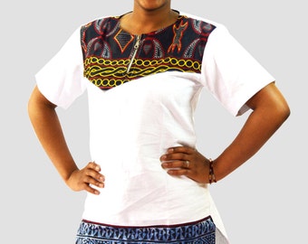 African print fabric and linen tunic