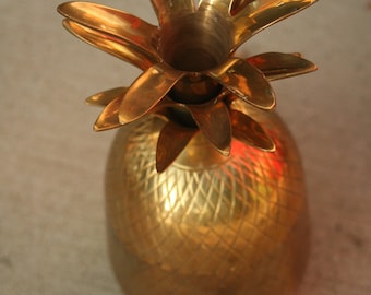 Pineapple Sculpture,Cottage Decor, Retro, Brass, Canister, Storage, Home Decor, Tropical Decor, Wedding, Christmas