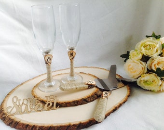 The Original Wedding  Cake  Server Set  Personalized Rustic