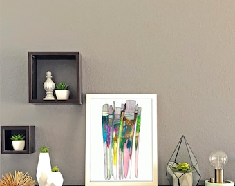 Paintbrushes Watercolor Print