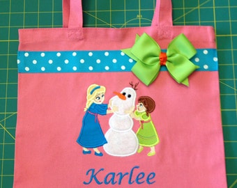 Personalized Elsa Anna Olaf Frozen Autograph Pin Library Book Tote Bag - Disney Frozen Anna Olaf
