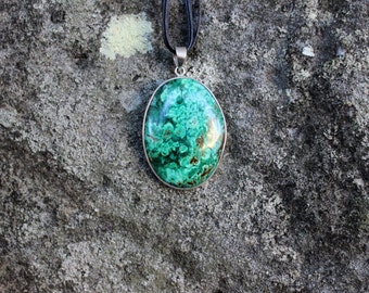 FREE SHIPPING Sterling silver chrysocolla pendant