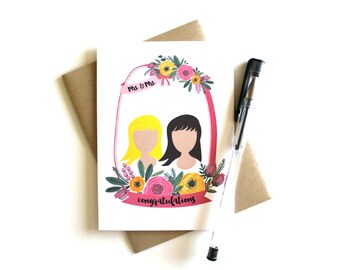 Lesbian Wedding Card Customized 'Mrs. & Mrs. Congratulations' Bride, Lesbian Wedding, Gay Wedding, Wedding Cards, Greeting Card