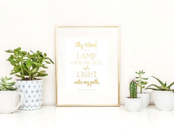 Psalm 119 Printable / Thy Word Is a Light Unto My Path Printable / Instant Digital Download