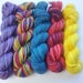 Five mini-skeins of fingering/4ply/sock yarn - BFL, merino, bfl/silk, merino/bamboo